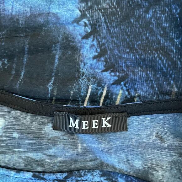 Blue Printed Mesh Top - Picture 5 of 5